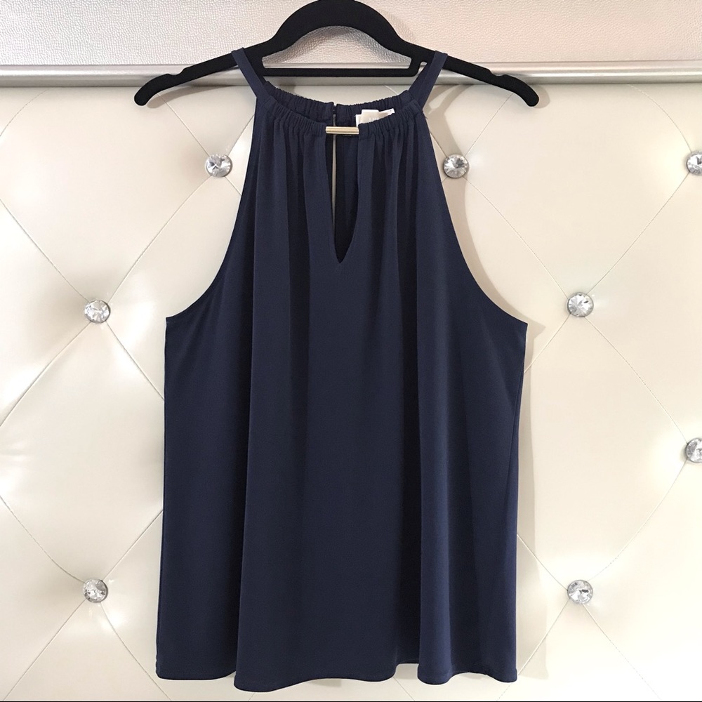 Michael Kors Sleeveless Gold Bar Blouse - L